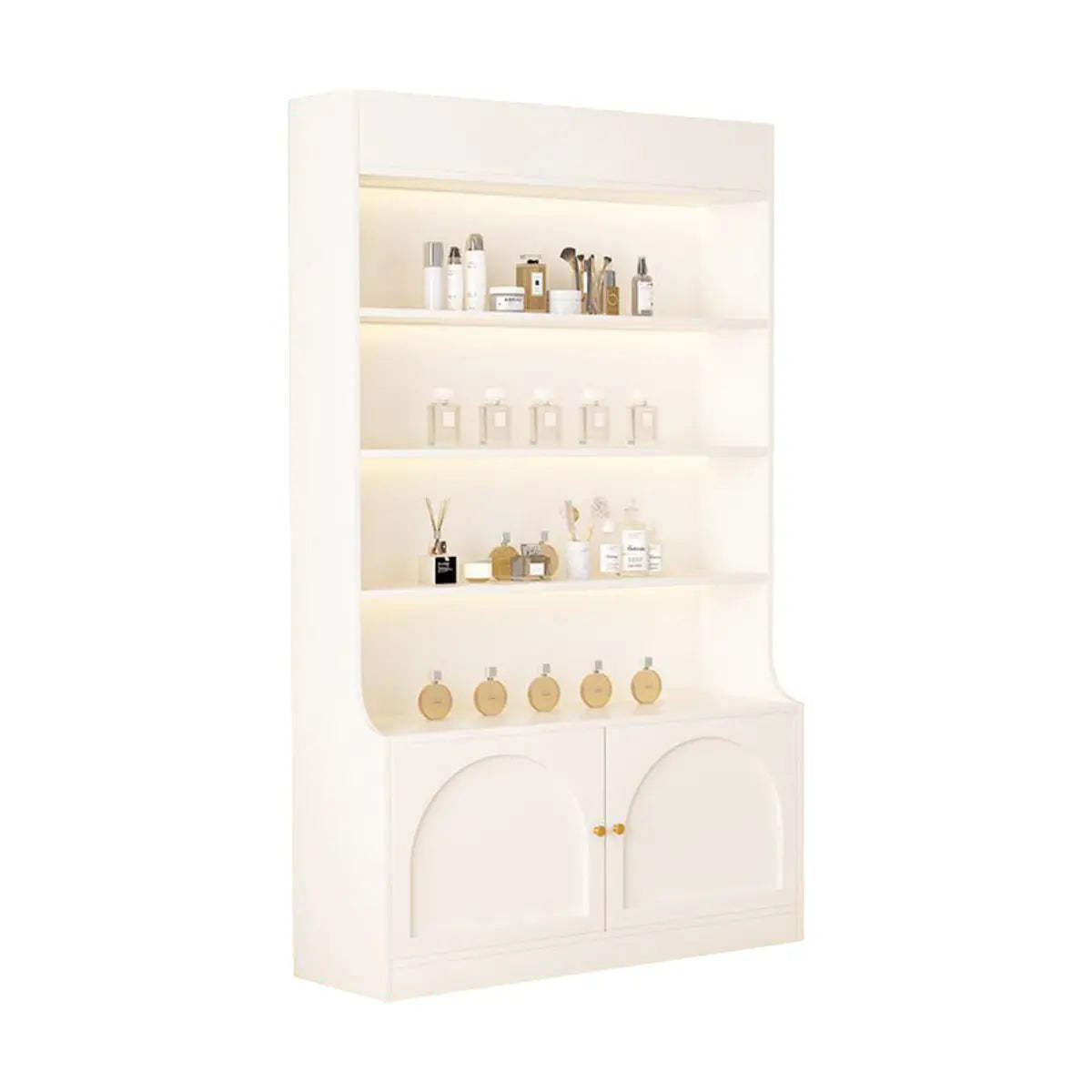 White-Gold Rectangular Faux Wood Display Cabinet — Changhong Glass / White