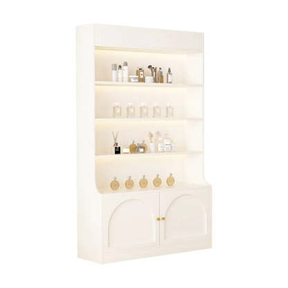 White-Gold Rectangular Faux Wood Display Cabinet — Changhong Glass / White