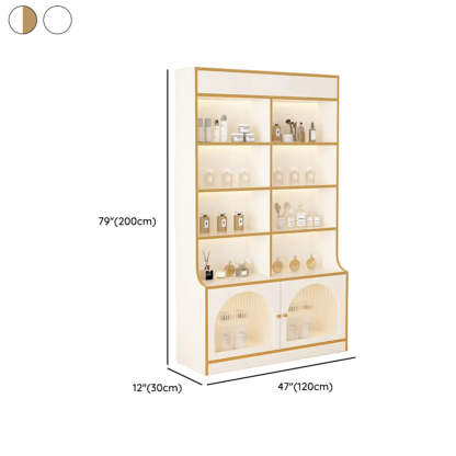 White-Gold Rectangular Faux Wood Display Cabinet