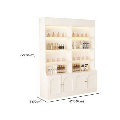 White-Gold Rectangular Faux Wood Display Cabinet