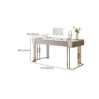 White-Gold Stone Metal Sled Writing Desk