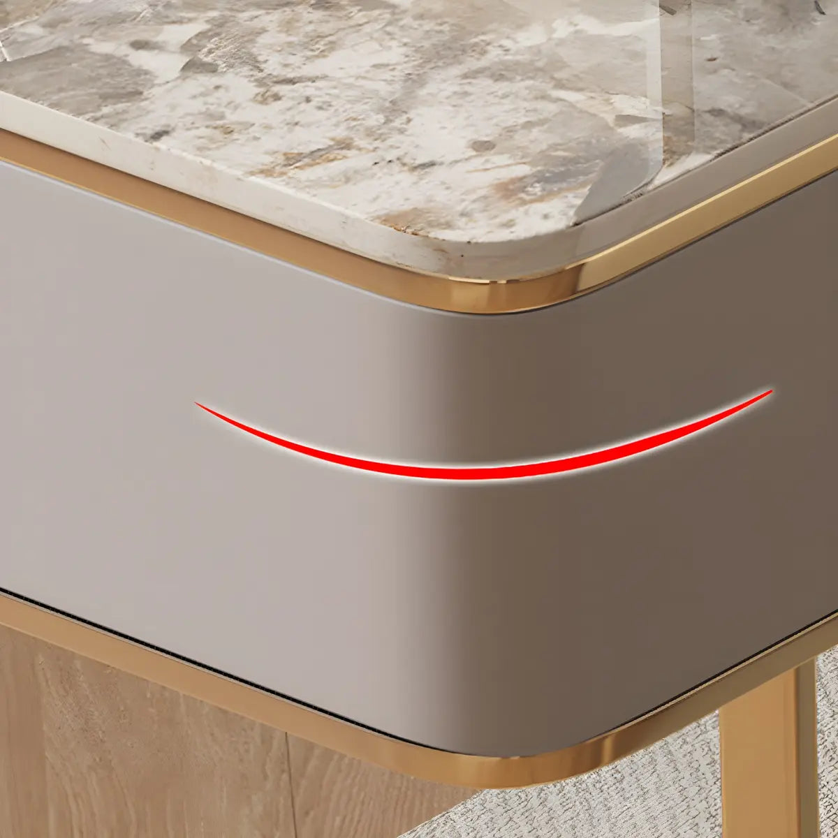 White-Gold Stone Metal Sled Writing Desk