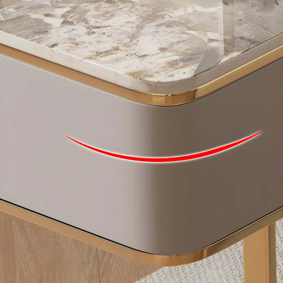 White-Gold Stone Metal Sled Writing Desk