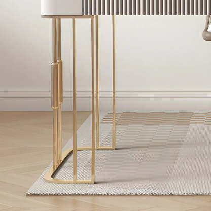 White-Gold Stone Metal Sled Writing Desk