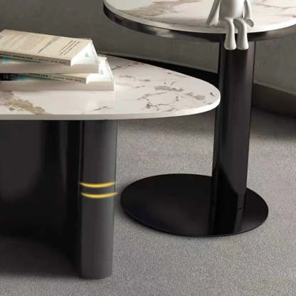 White-Gray Stone Triangle Coffee Table Drawers — Pandora/ White