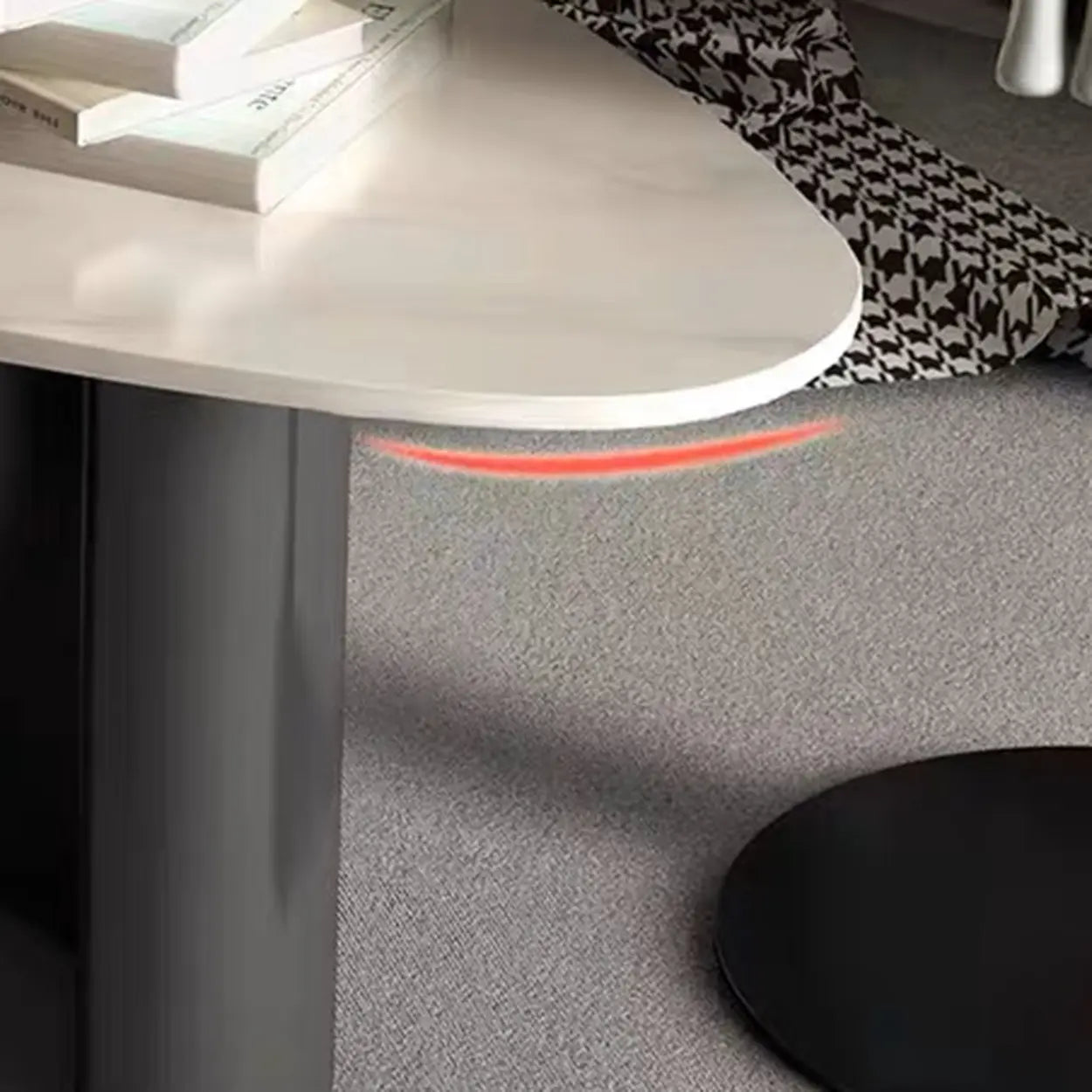 White-Gray Stone Triangle Coffee Table Drawers — Light Gray