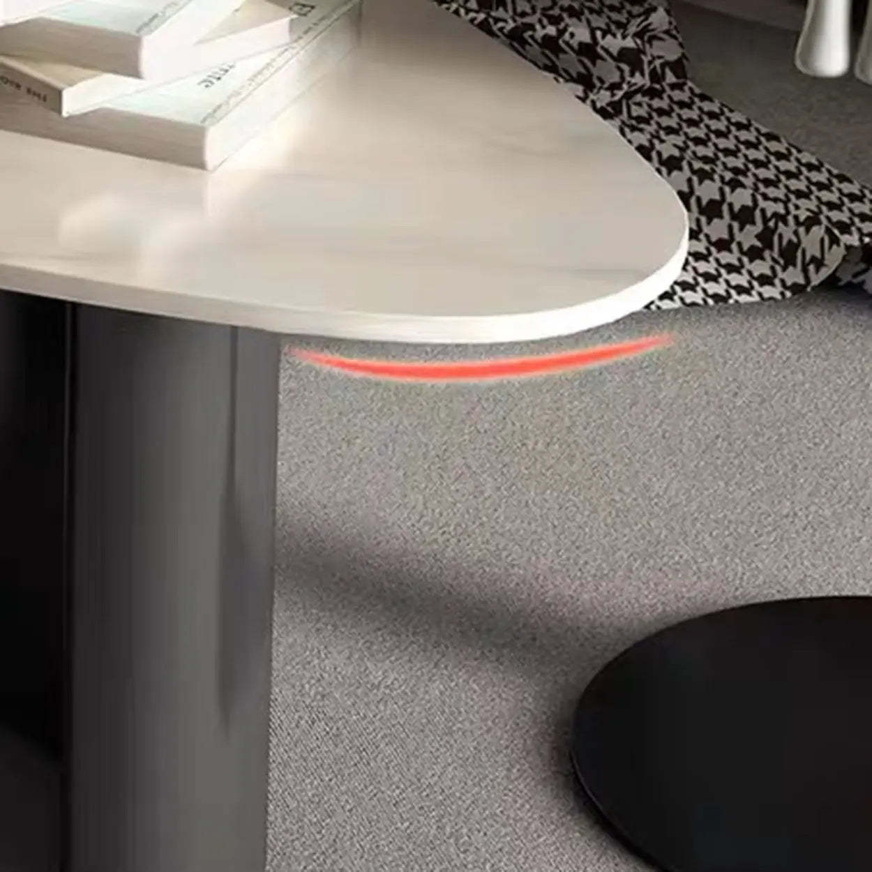 White-Gray Stone Triangle Coffee Table Drawers — Light Gray