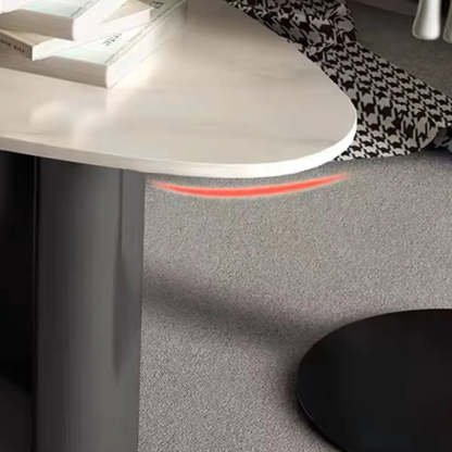 White-Gray Stone Triangle Coffee Table Drawers — Light Gray