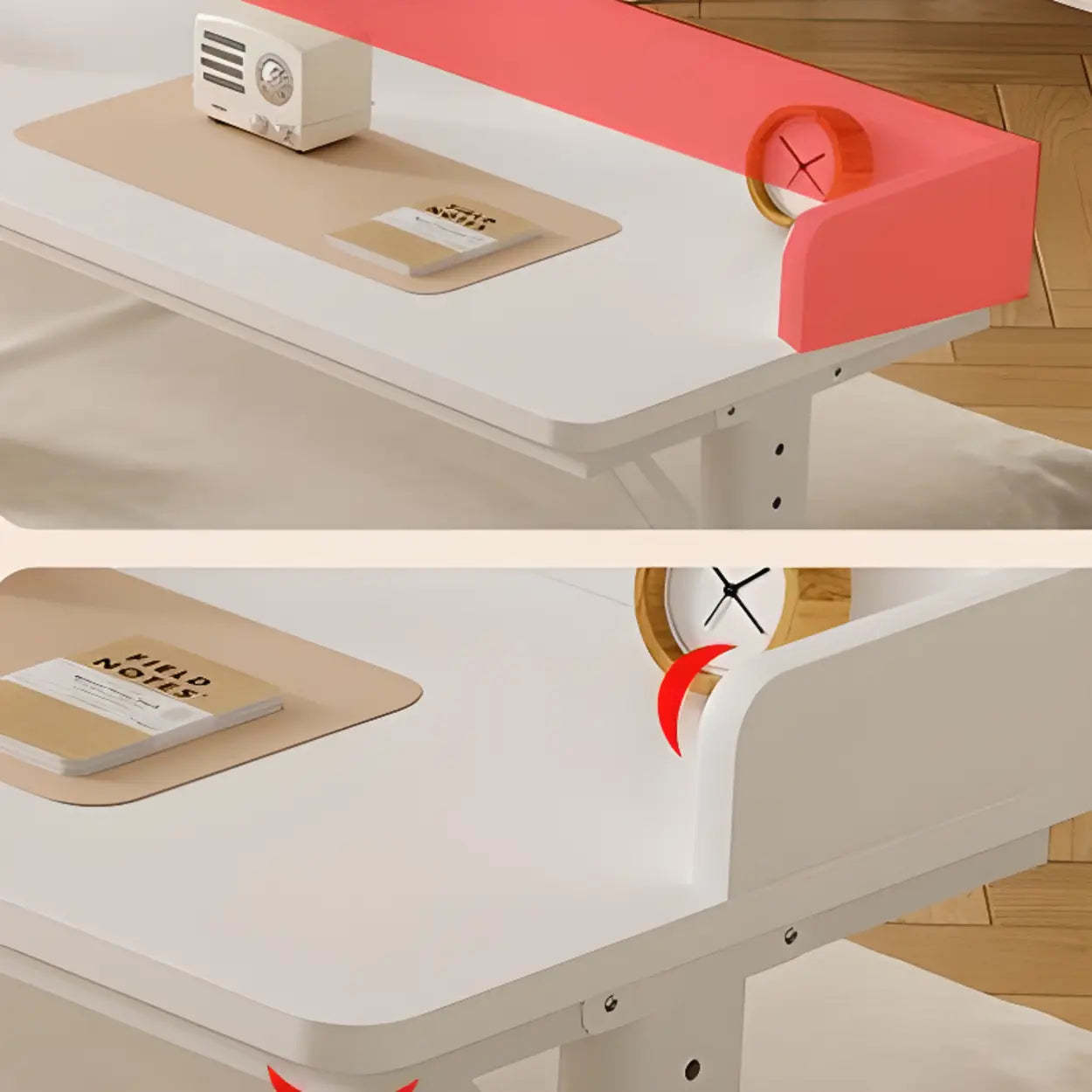 White Height-Adjustable Wood Computer Desk with Wheels — Board Included / Table Only