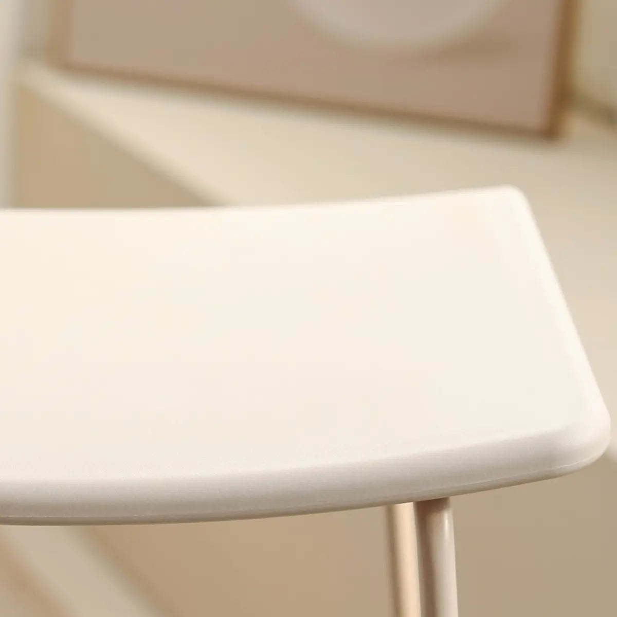 White Leather Square Backless Saddle Bar Stool — Upholstered / Champagne