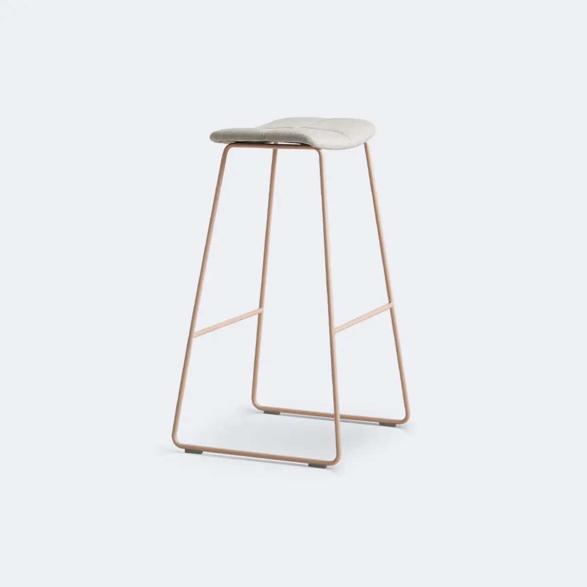 White Leather Square Backless Saddle Bar Stool — Upholstered / Black
