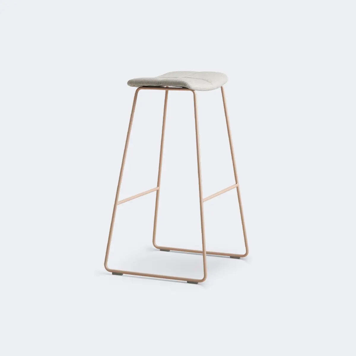 White Leather Square Backless Saddle Bar Stool — Upholstered / Black