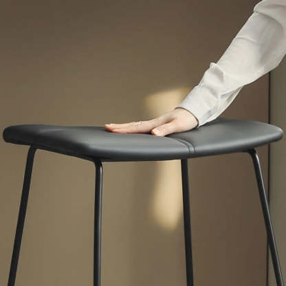 White Leather Square Backless Saddle Bar Stool — Upholstered / Coffee