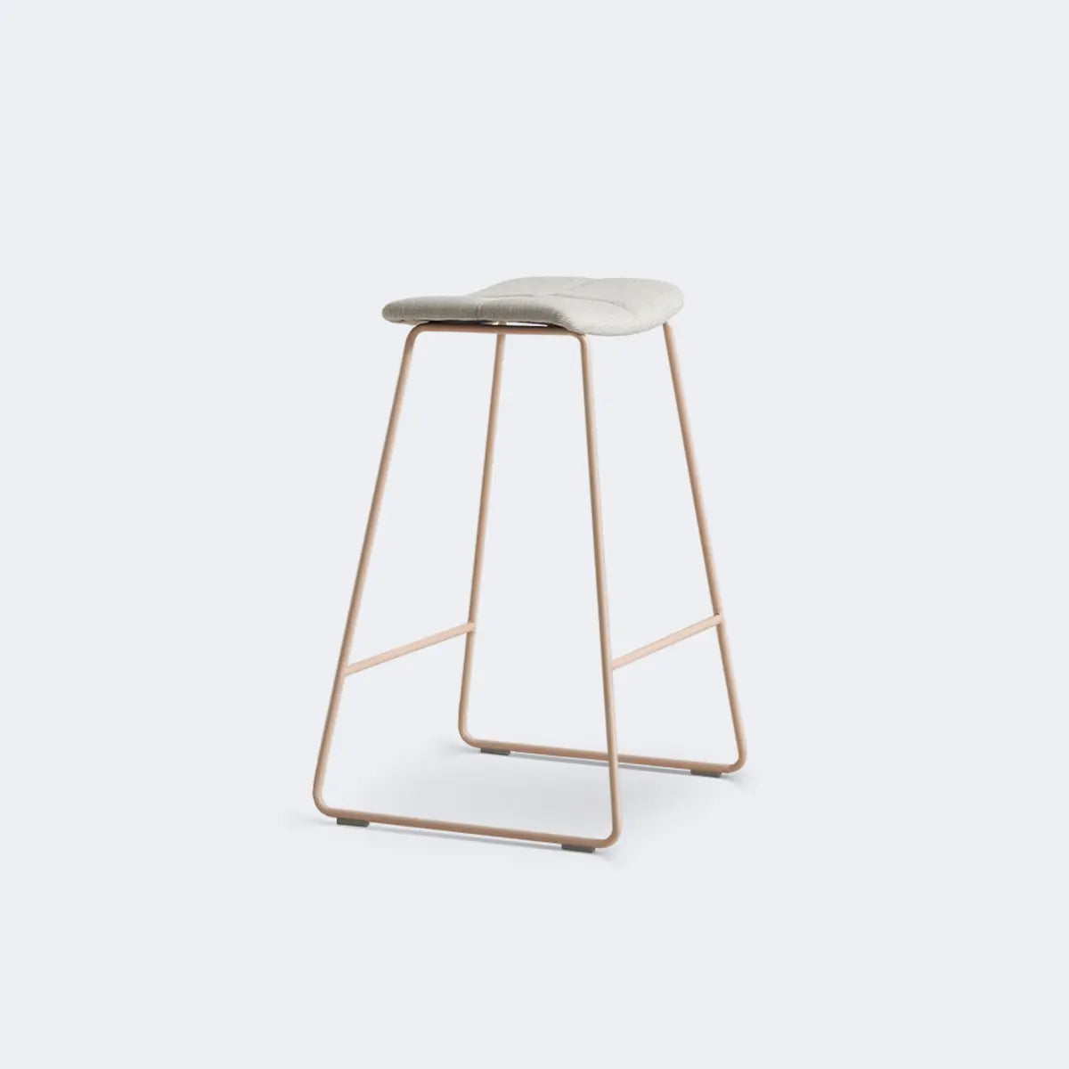 White Leather Square Backless Saddle Bar Stool