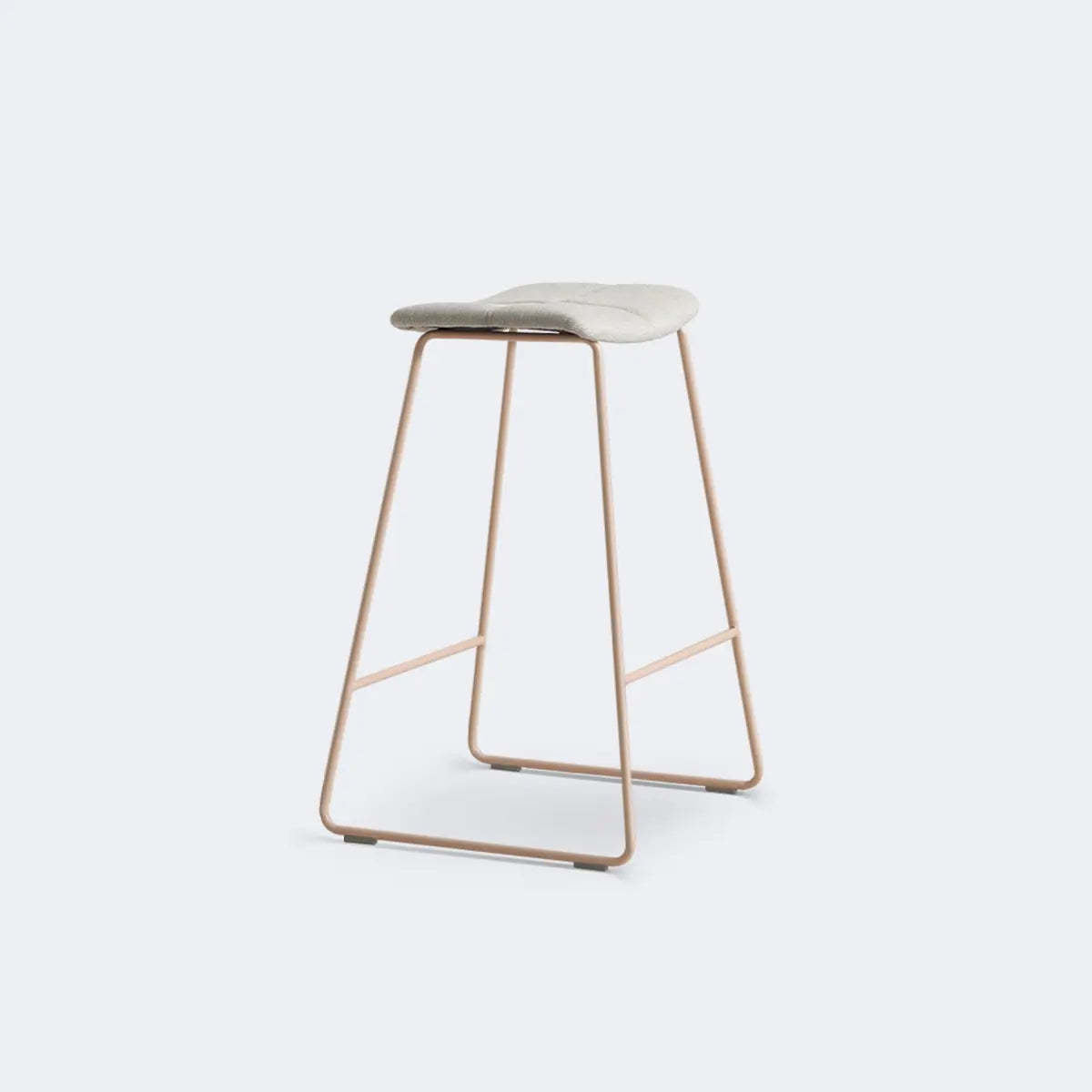 White Leather Square Backless Saddle Bar Stool