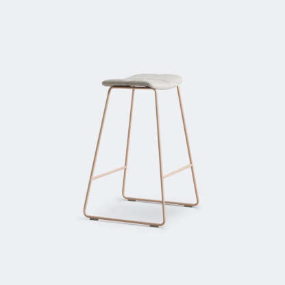 White Leather Square Backless Saddle Bar Stool
