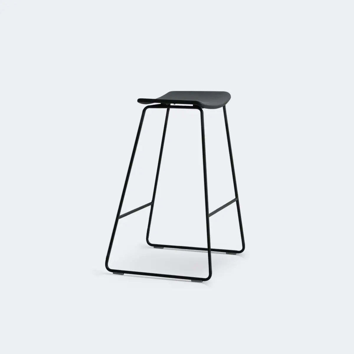 White Leather Square Backless Saddle Bar Stool