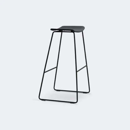 White Leather Square Backless Saddle Bar Stool