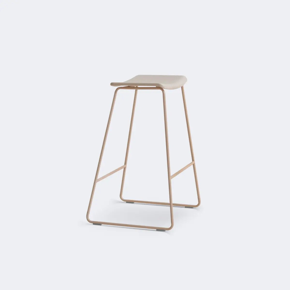 White Leather Square Backless Saddle Bar Stool
