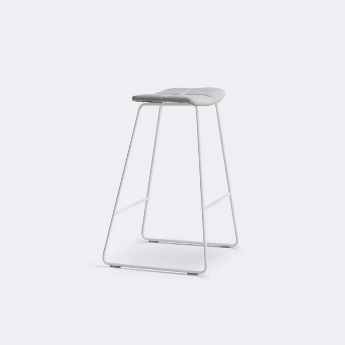 White Leather Square Backless Saddle Bar Stool