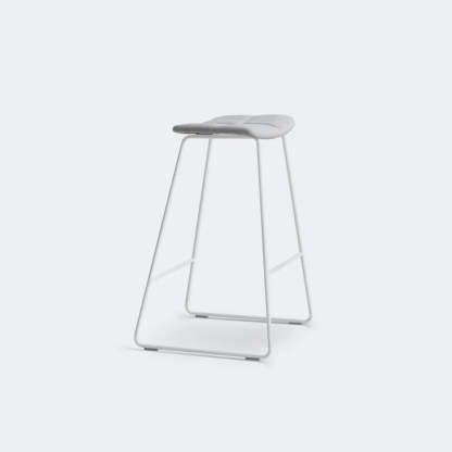 White Leather Square Backless Saddle Bar Stool