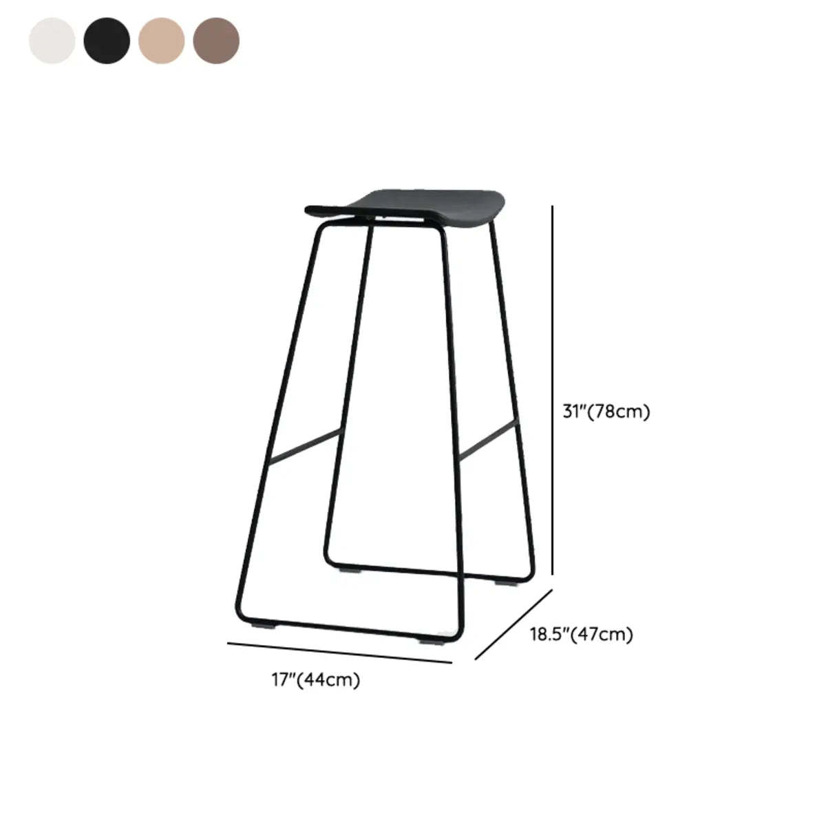 White Leather Square Backless Saddle Bar Stool