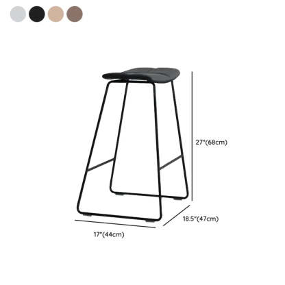 White Leather Square Backless Saddle Bar Stool
