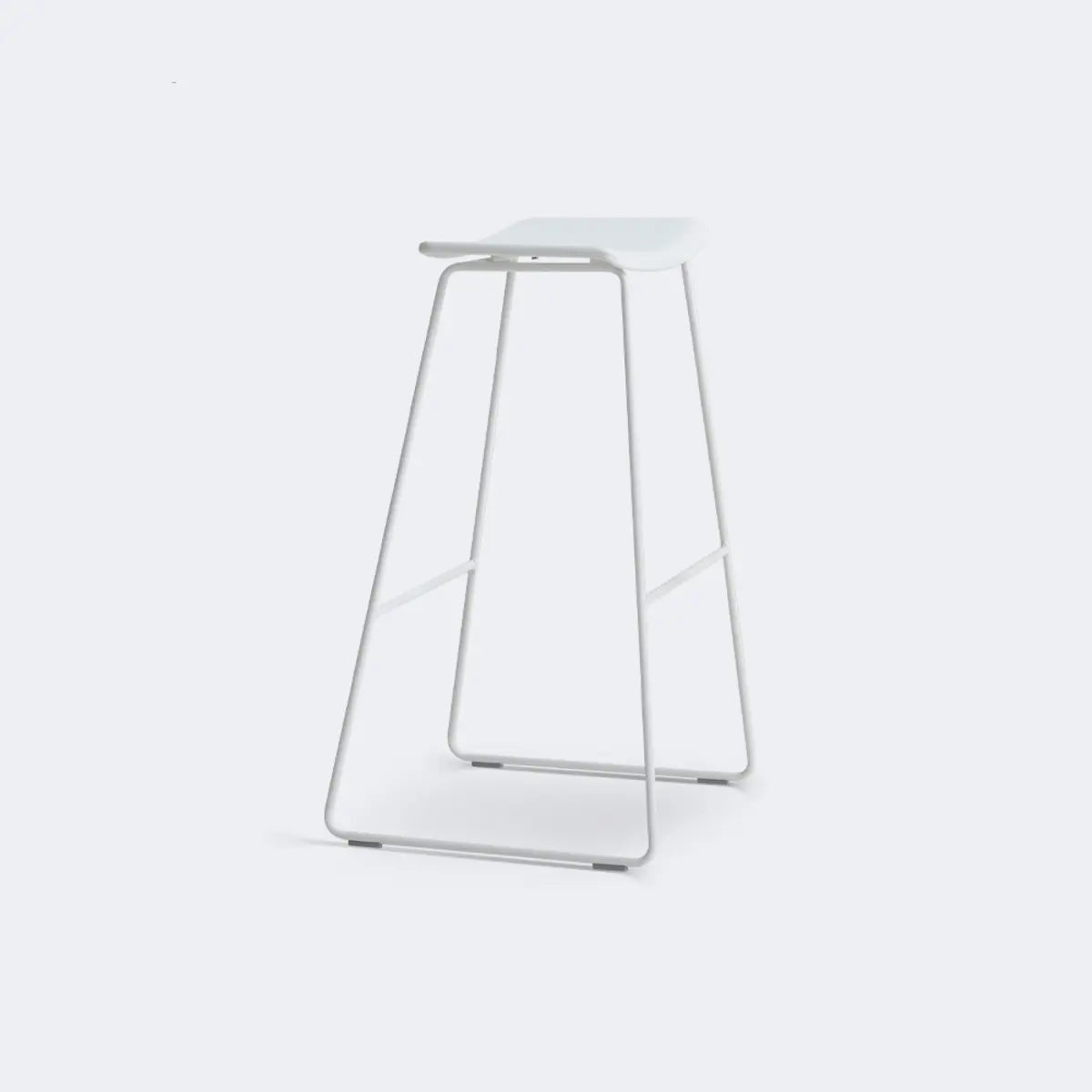 White Leather Square Backless Saddle Bar Stool — Non-Upholstered / Coffee