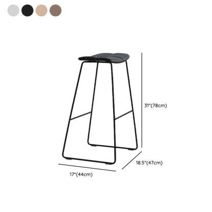 White Leather Square Backless Saddle Bar Stool