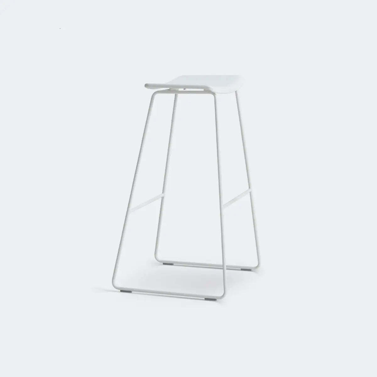 White Leather Square Backless Saddle Bar Stool — Non-Upholstered / Coffee