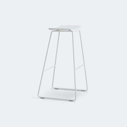 White Leather Square Backless Saddle Bar Stool — Non-Upholstered / Coffee