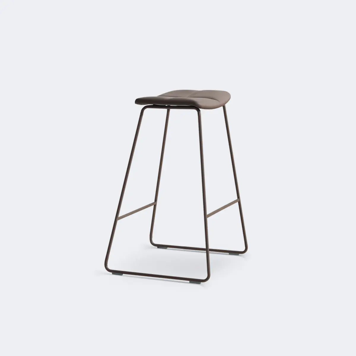 White Leather Square Backless Saddle Bar Stool — Non-Upholstered / White