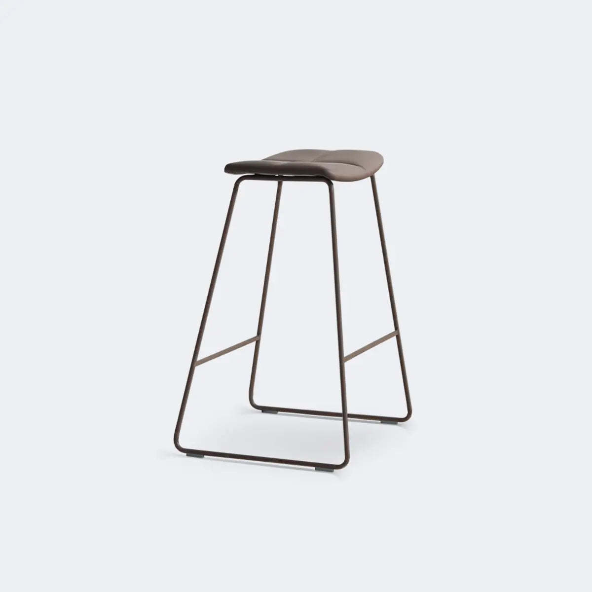 White Leather Square Backless Saddle Bar Stool — Non-Upholstered / White