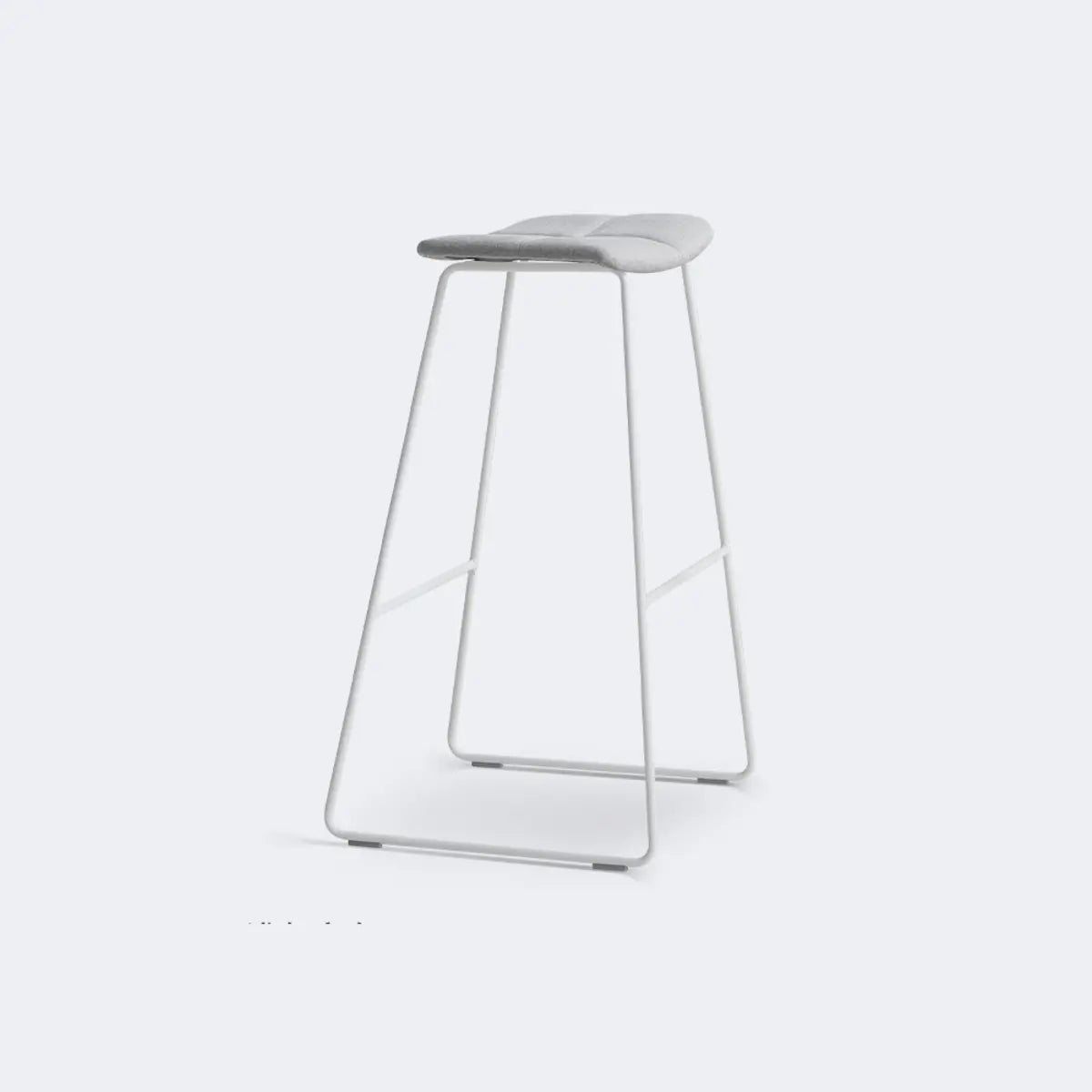 White Leather Square Backless Saddle Bar Stool — Upholstered / Black