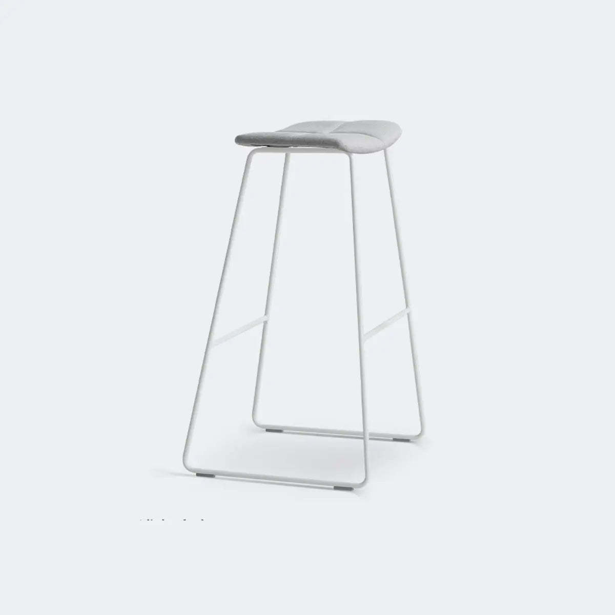White Leather Square Backless Saddle Bar Stool — Upholstered / Black