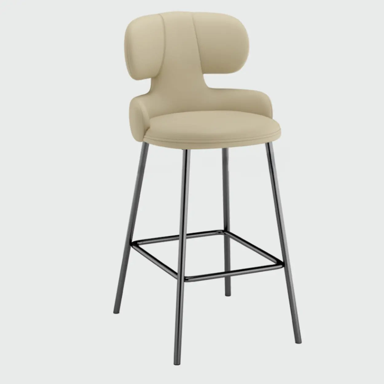 White Leather Full Back Counter Bar Stool