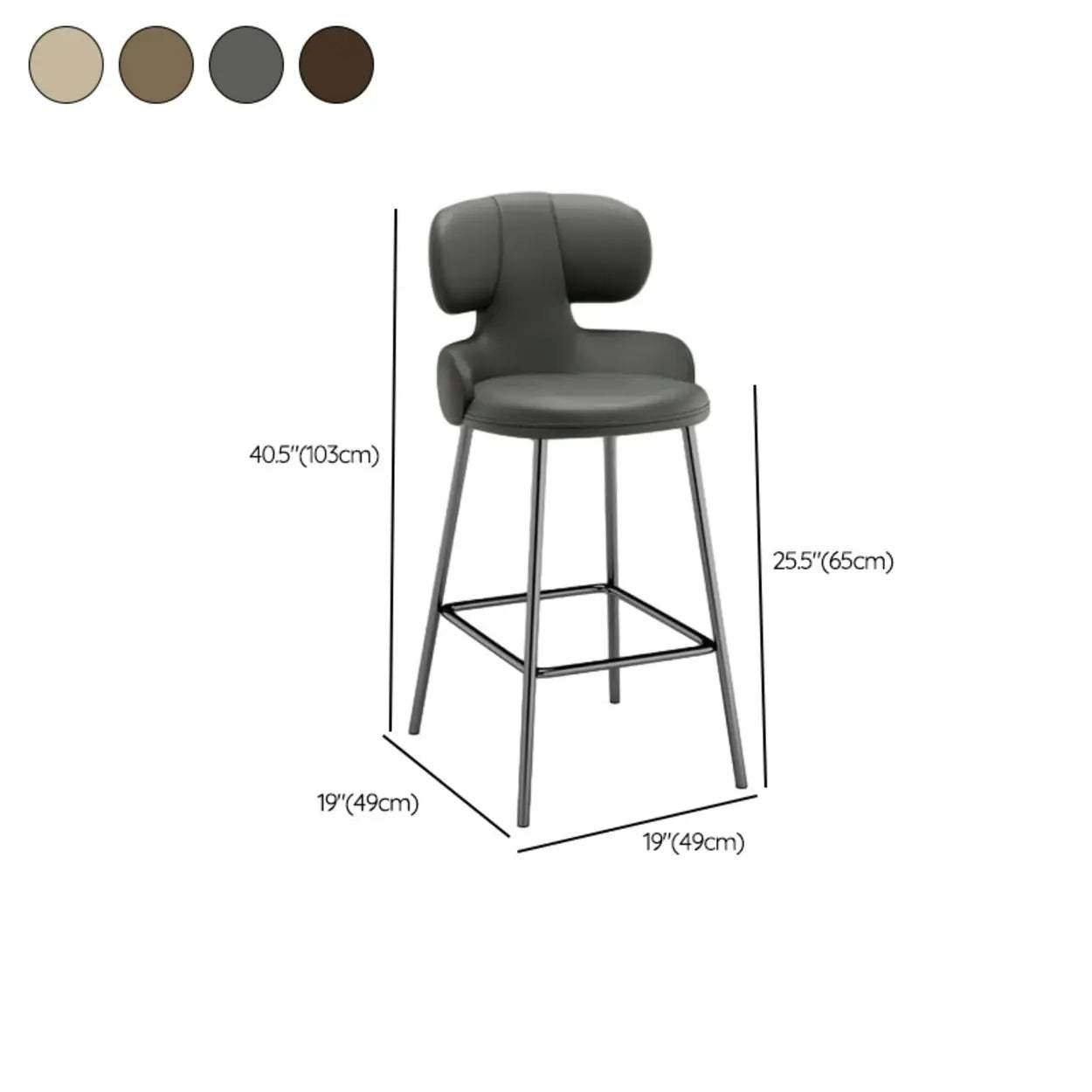 White Leather Full Back Counter Bar Stool