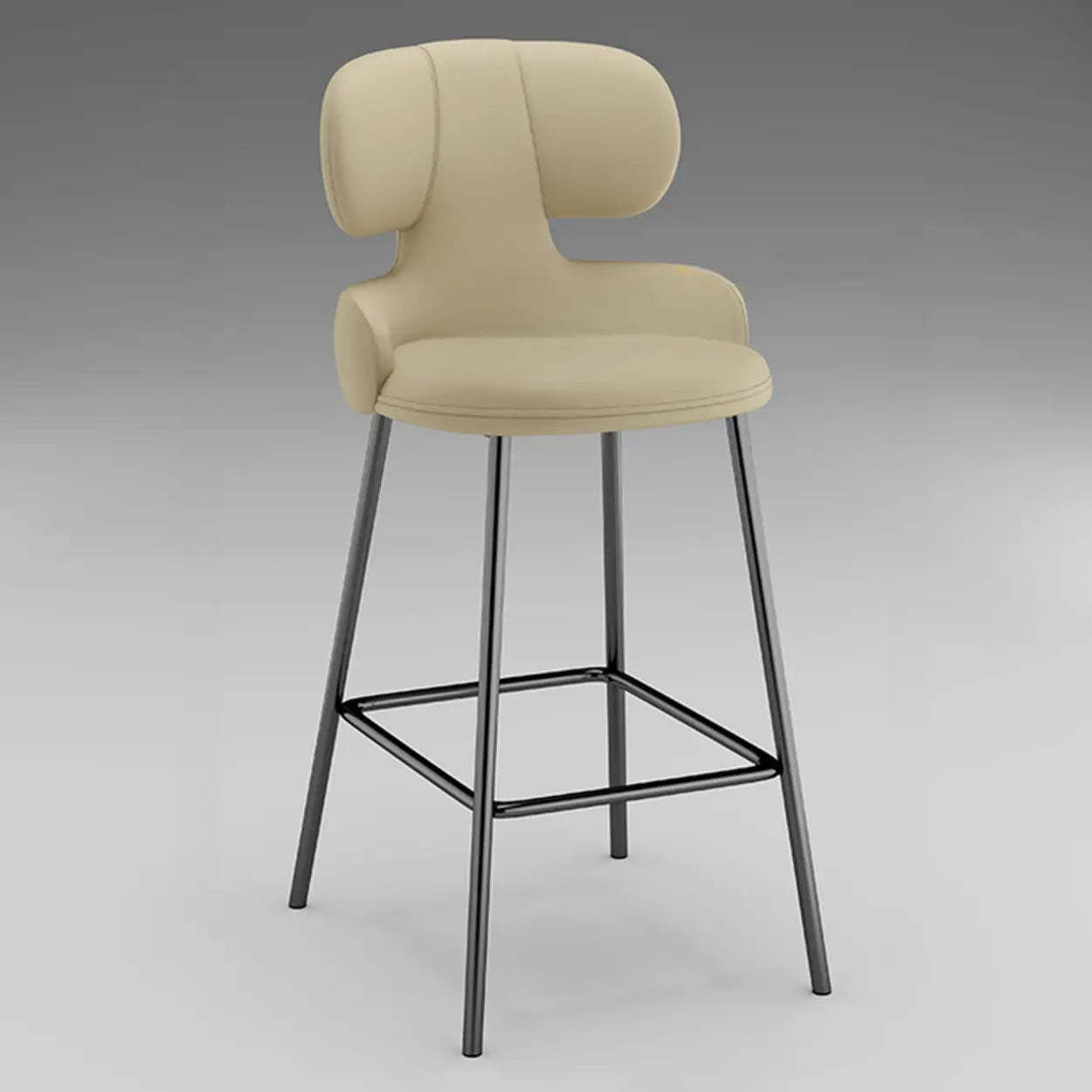White Leather Full Back Counter Bar Stool — Cyan/White