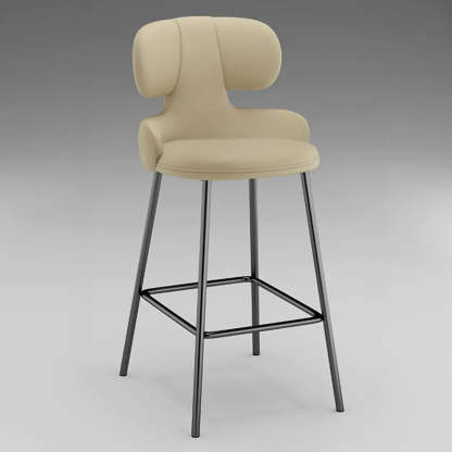 White Leather Full Back Counter Bar Stool — Cyan/White
