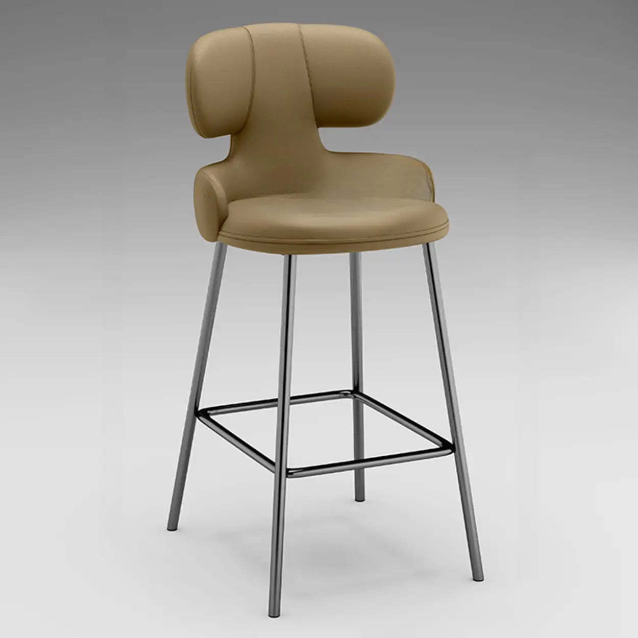 White Leather Full Back Counter Bar Stool — Khaki