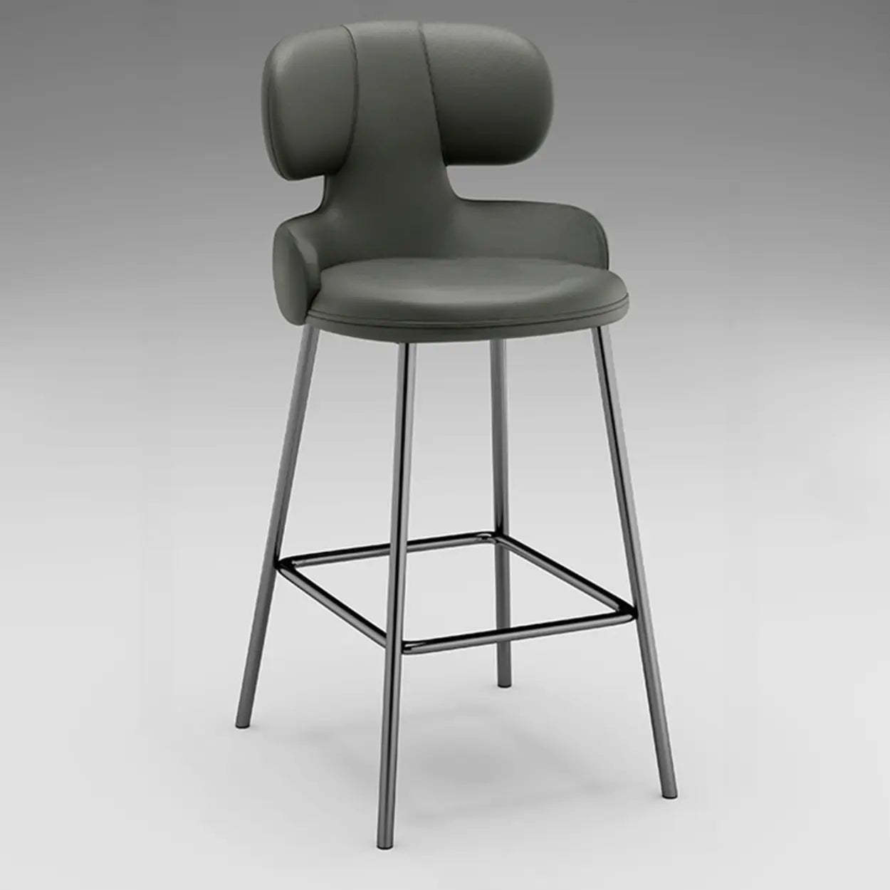 White Leather Full Back Counter Bar Stool — Dark Gray