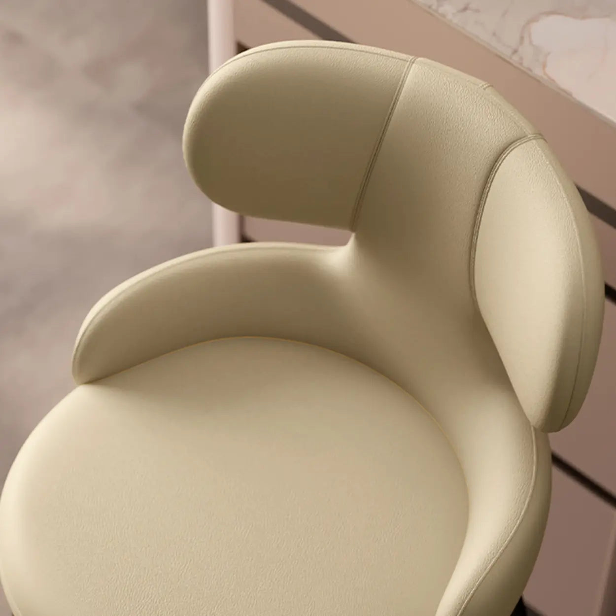 White Leather Full Back Counter Bar Stool — Dark Coffee
