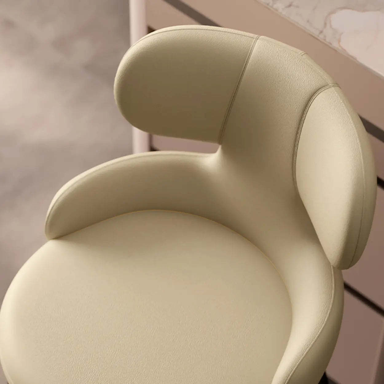 White Leather Full Back Counter Bar Stool — Dark Coffee