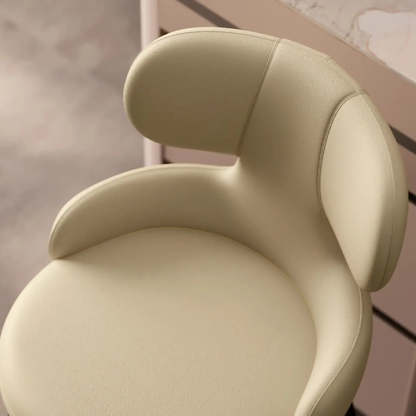 White Leather Full Back Counter Bar Stool — Dark Coffee