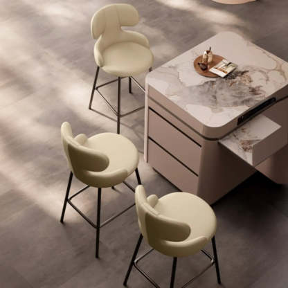 White Leather Full Back Counter Bar Stool