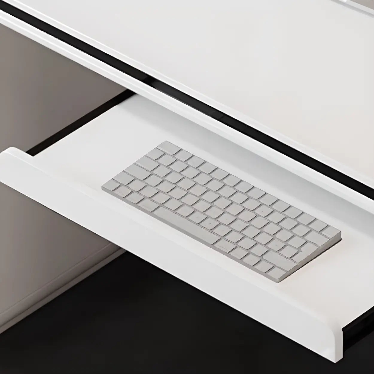Long White Wood Computer Desk with Drawers — Table Only