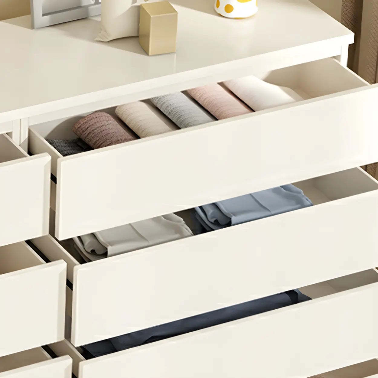 Wood Dresser with Multiple Drawers — White