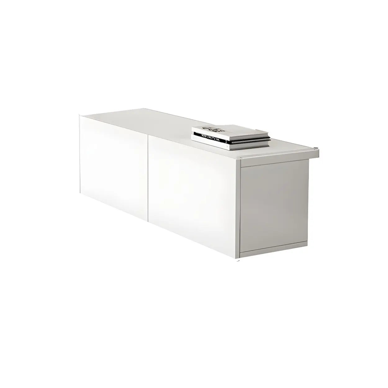 White Wood Rectangular Cabinet TV Stand