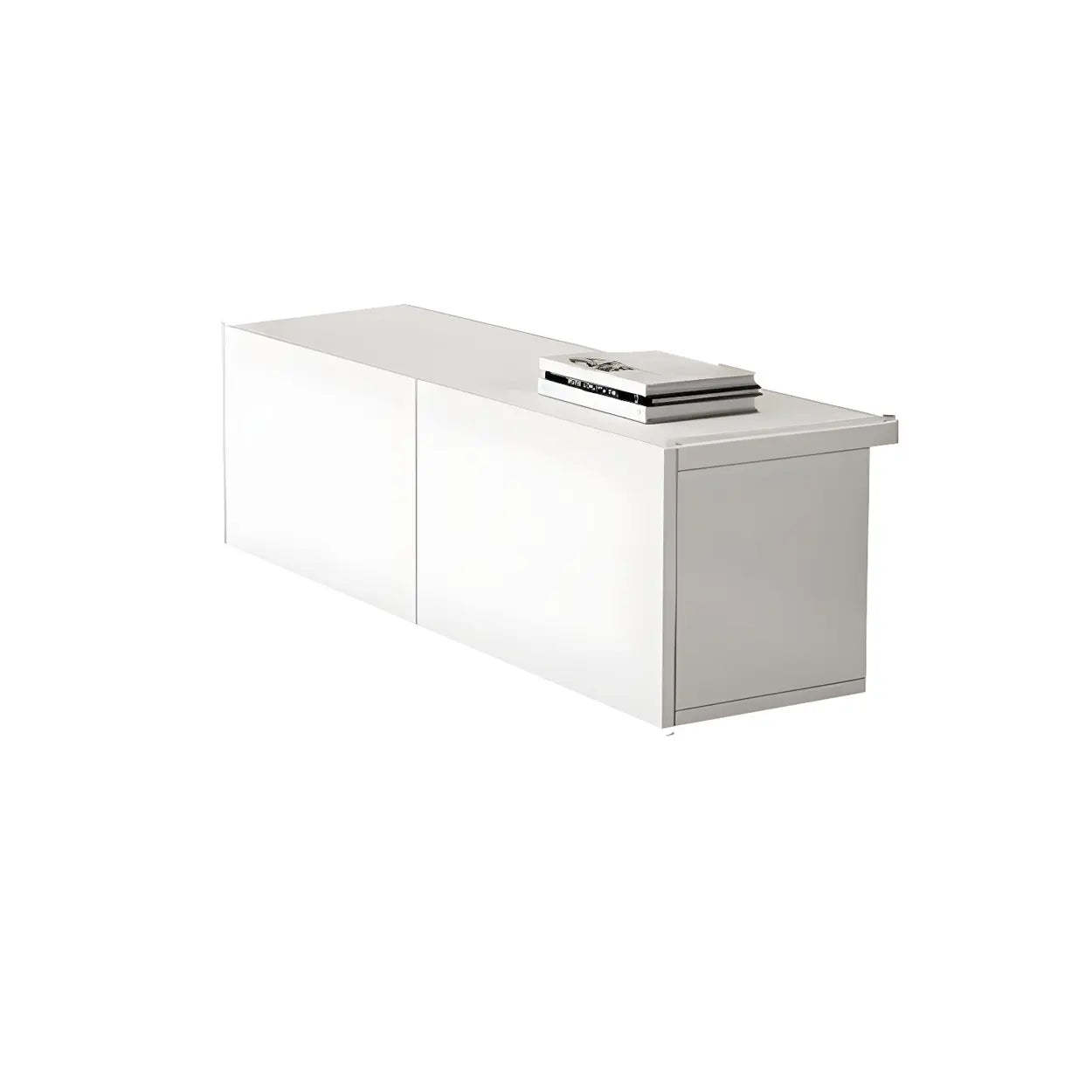 White Wood Rectangular Cabinet TV Stand