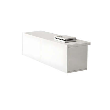White Wood Rectangular Cabinet TV Stand